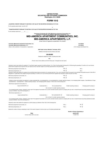 Thumbnail Mid-America Apartment Communities 10-Q Quarterly Report FY2017 