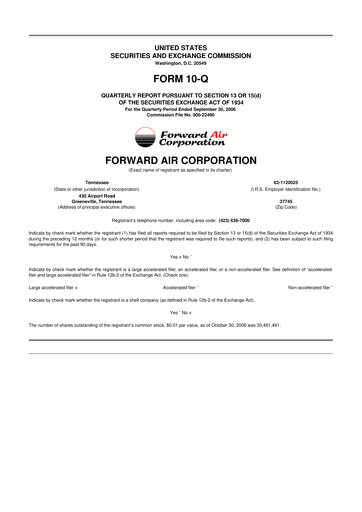 Thumbnail Forward Air 10-Q Quarterly Report FY 