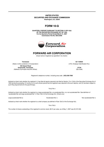 Thumbnail Forward Air 10-Q Quarterly Report FY 