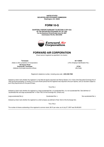 Thumbnail Forward Air 10-Q Quarterly Report FY 