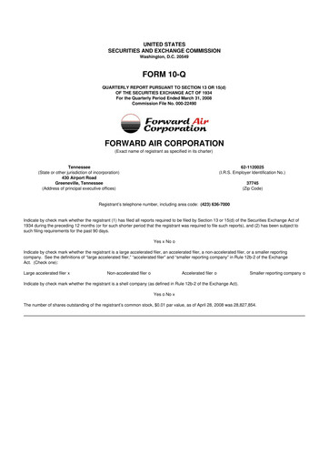 Thumbnail Forward Air 10-Q Quarterly Report FY 