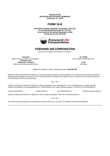 Thumbnail Forward Air 10-Q Quarterly Report FY 