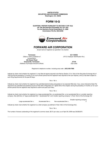 Thumbnail Forward Air 10-Q Quarterly Report FY 