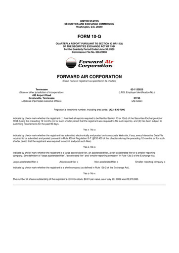 Thumbnail Forward Air 10-Q Quarterly Report FY 