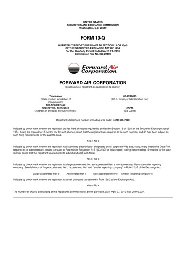 Thumbnail Forward Air 10-Q Quarterly Report FY 