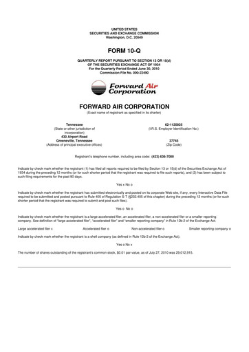 Thumbnail Forward Air 10-Q Quarterly Report FY 