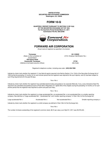 Thumbnail Forward Air 10-Q Quarterly Report FY2011 
