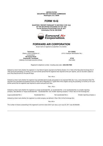 Thumbnail Forward Air 10-Q Quarterly Report FY2011 