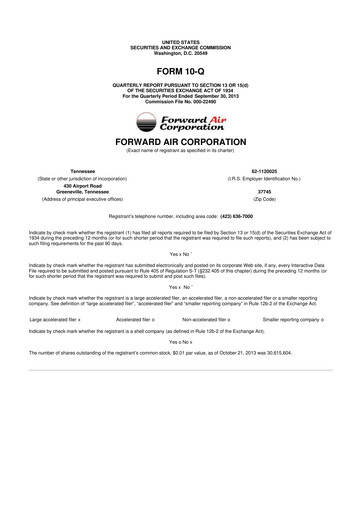 Thumbnail Forward Air 10-Q Quarterly Report FY2013 