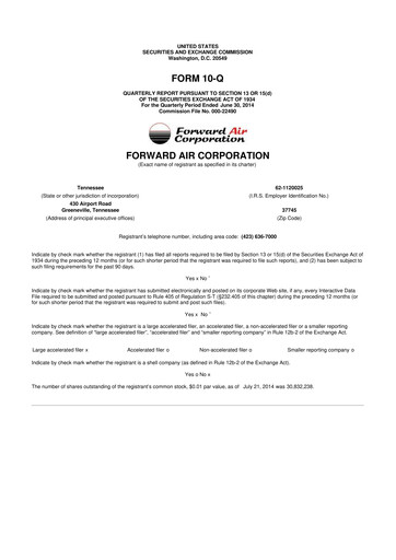 Thumbnail Forward Air 10-Q Quarterly Report FY2014 