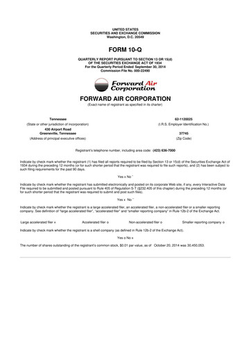 Thumbnail Forward Air 10-Q Quarterly Report FY2014 