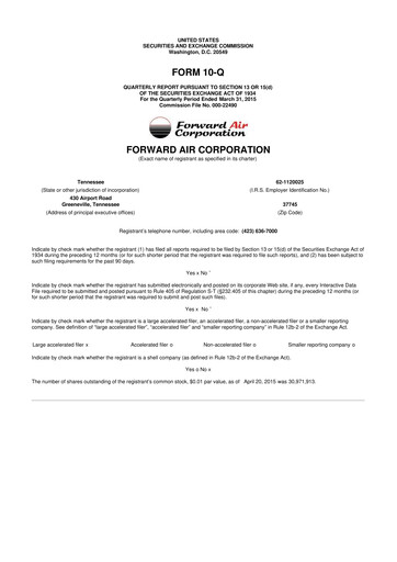 Thumbnail Forward Air 10-Q Quarterly Report FY2015 