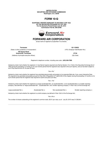 Thumbnail Forward Air 10-Q Quarterly Report FY2015 