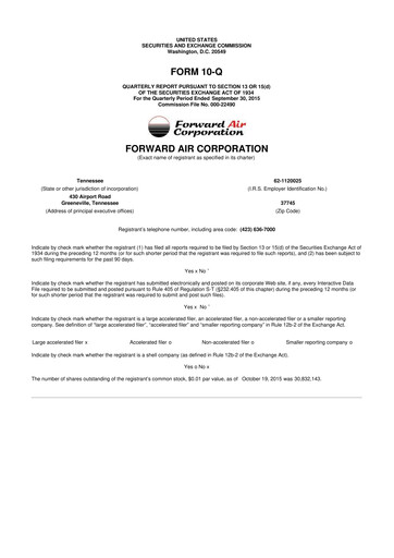 Thumbnail Forward Air 10-Q Quarterly Report FY2015 