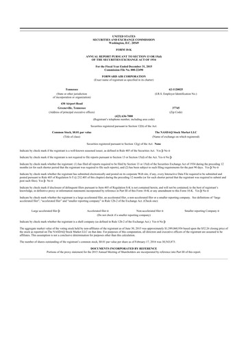 Thumbnail Forward Air 10-K Annual Report 2015