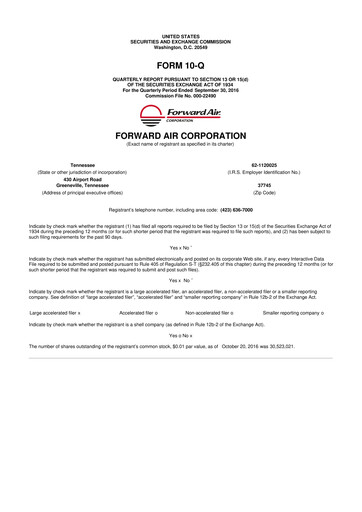 Thumbnail Forward Air 10-Q Quarterly Report FY2016 