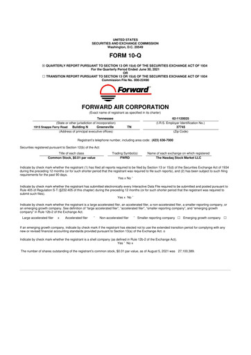 Thumbnail Forward Air 10-Q Quarterly Report FY2021 
