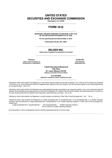 Thumbnail Belden 10-Q Quarterly Report FY2016 