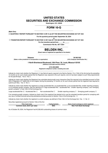 Thumbnail Belden 10-Q Quarterly Report FY2024 