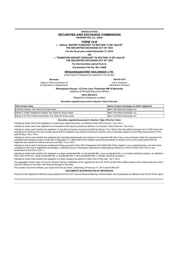 Thumbnail RenaissanceRe
 10-K Annual Report 2016