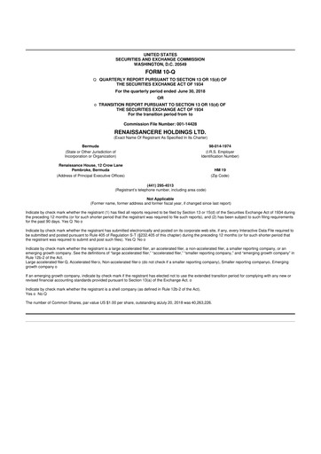 Vorschaubild RenaissanceRe
 10-Q Quartalsbericht 2018 