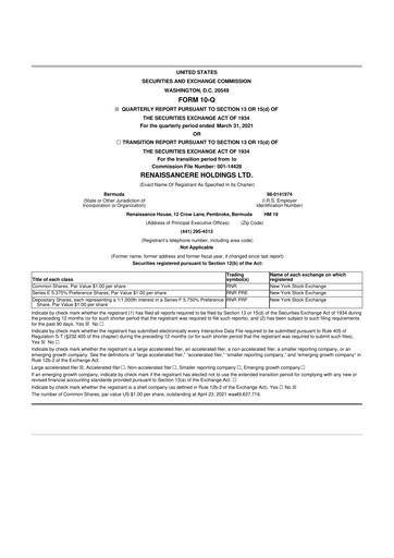 Vorschaubild RenaissanceRe
 10-Q Quartalsbericht 2021 