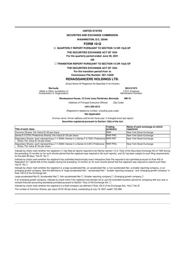 Vorschaubild RenaissanceRe
 10-Q Quartalsbericht 2021 