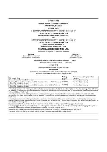 Vorschaubild RenaissanceRe
 10-Q Quartalsbericht 2024 