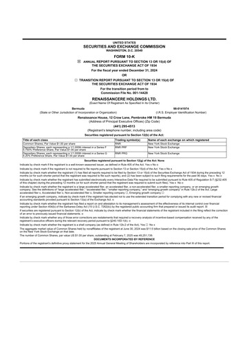 Thumbnail RenaissanceRe
 10-K Annual Report 2024