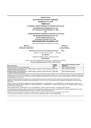 Vorschaubild RenaissanceRe
 10-Q Quartalsbericht 2025 