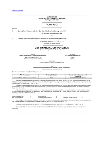 Vorschaubild C&F Financial Corporation

 10-Q Quartalsbericht 2026 