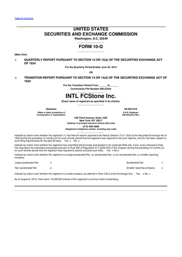 Thumbnail StoneX Group 10-Q Quarterly Report FY2012 