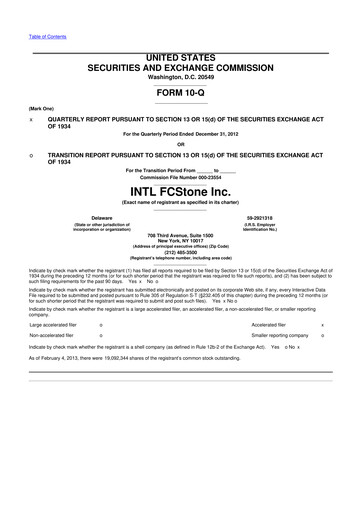 Thumbnail StoneX Group 10-Q Quarterly Report FY2013 