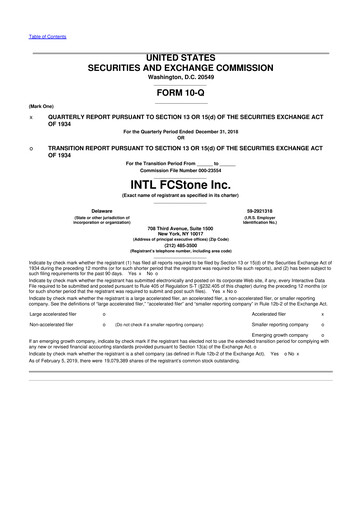 Thumbnail StoneX Group 10-Q Quarterly Report FY2019 