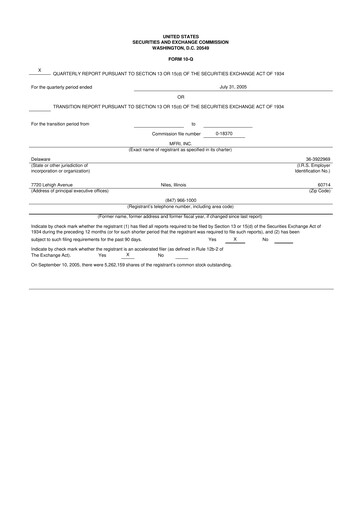 Thumbnail Perma-Pipe International 10-Q Quarterly Report FY 