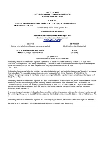 Thumbnail Perma-Pipe International 10-Q Quarterly Report FY2017 