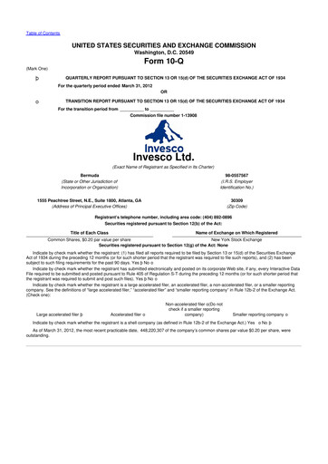 Miniature Invesco
 10-Q Rapport trimestriel 2012 