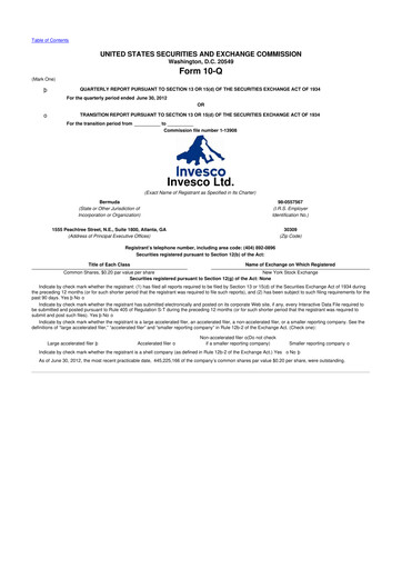 Miniature Invesco
 10-Q Rapport trimestriel 2012 