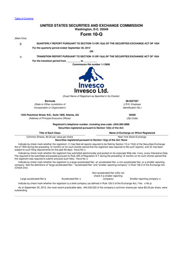 Miniature Invesco
 10-Q Rapport trimestriel 2012 