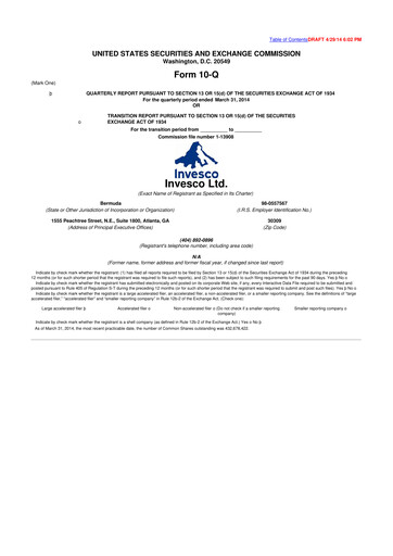 Miniature Invesco
 10-Q Rapport trimestriel 2014 