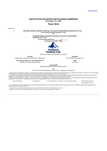 Miniature Invesco
 10-Q Rapport trimestriel 2018 