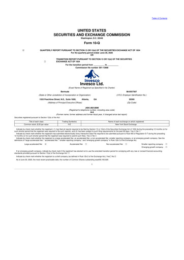 Miniature Invesco
 10-Q Rapport trimestriel 2020 