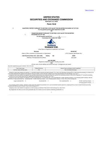 Miniature Invesco
 10-Q Rapport trimestriel 2020 