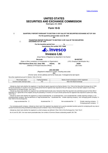 Miniature Invesco
 10-Q Rapport trimestriel 2021 