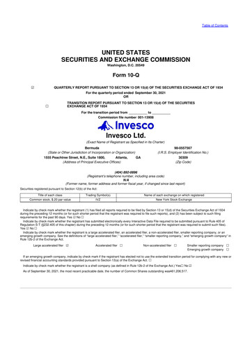Miniature Invesco
 10-Q Rapport trimestriel 2021 
