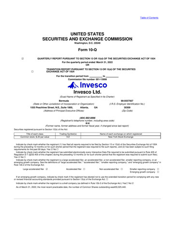 Miniature Invesco
 10-Q Rapport trimestriel 2022 