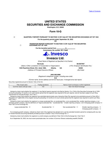 Miniature Invesco
 10-Q Rapport trimestriel 2022 