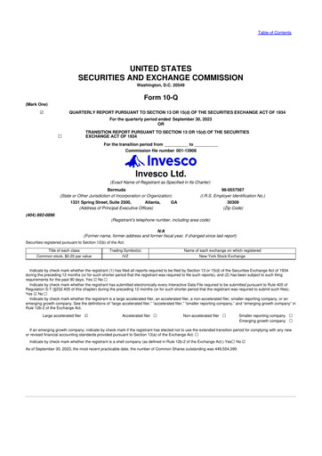Miniature Invesco
 10-Q Rapport trimestriel 2023 