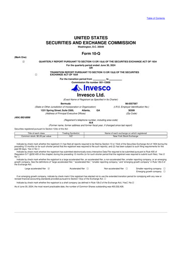 Miniature Invesco
 10-Q Rapport trimestriel 2024 