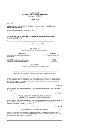 Miniature BCB Bancorp 10-Q Rapport trimestriel  